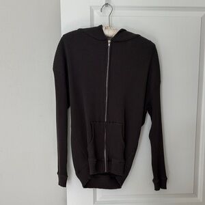 White Fox Boutique Grey Ribbed Zip Up Hoodie